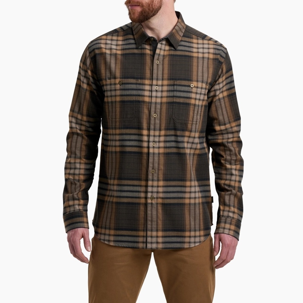 Kuhl Men’s Fugitive Soft Flannel Button Up Shirt Longsleeve in Desert Night S